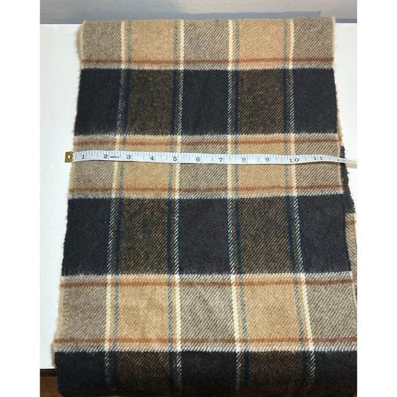 Zephlon Vintage Brown Plaid Soft Acrylic Fringed Scarf 54" X 12" - Picture 4 of 4